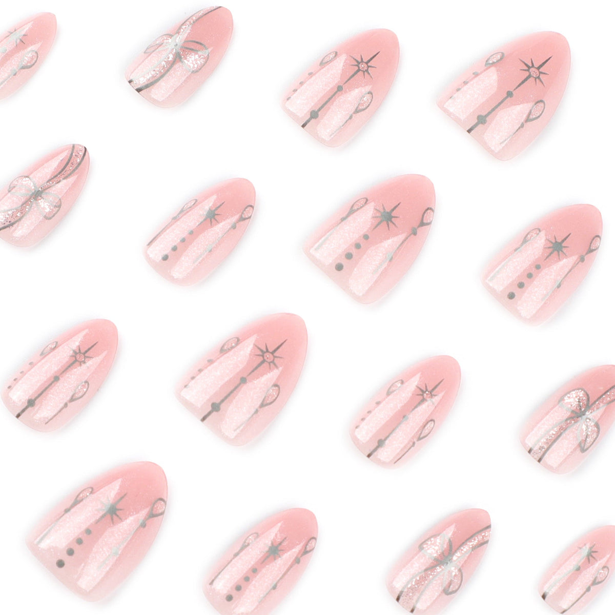 Blush Boheme short almond press-on nails