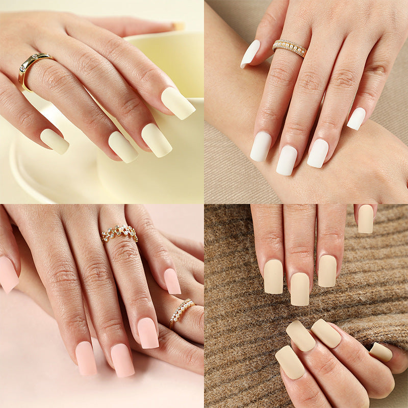 Matte Color Block square press-on nail collection