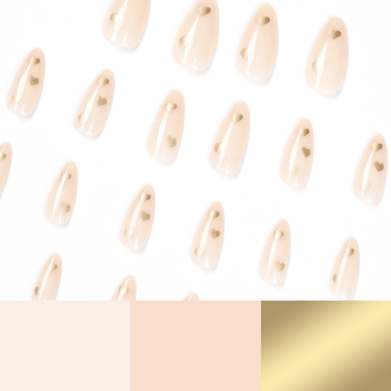 Nude Heart French short square press-on nails