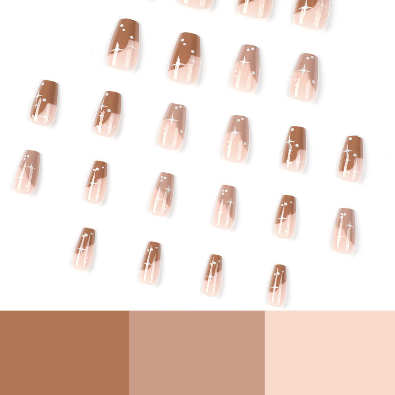 Cocoa Star French brown press-on nails