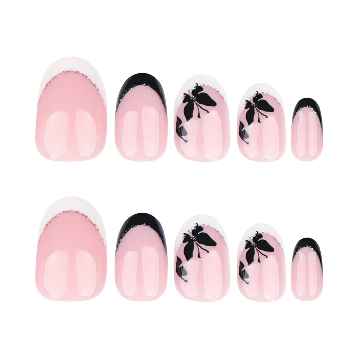Butterfly French short round press-on nails