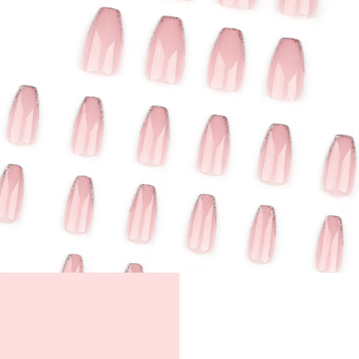 Blush Glitter French short ballet press-on nails