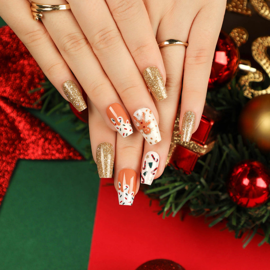 Reindeer Noel Ballet Christmas press-on nails