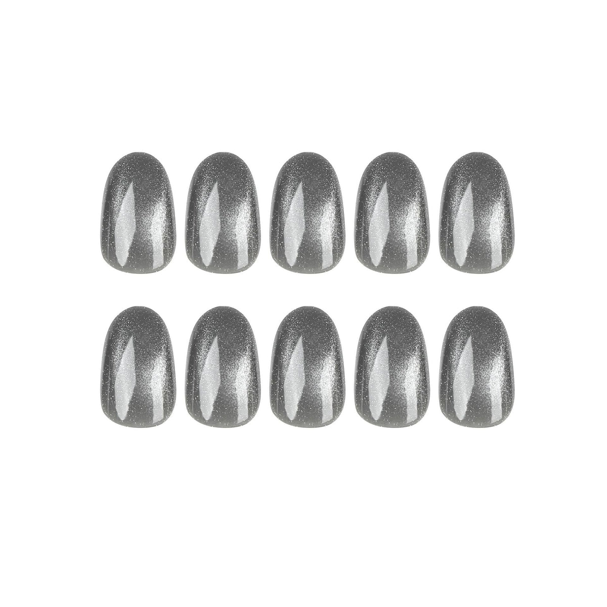 Smoke Cat Eye short gray press-on nails