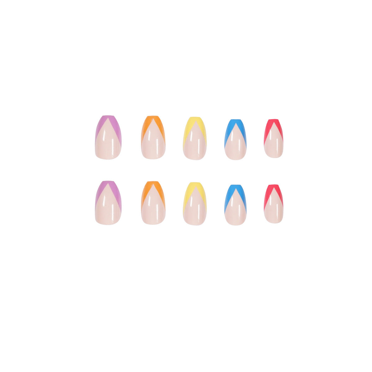 Rainbow French press-on nails