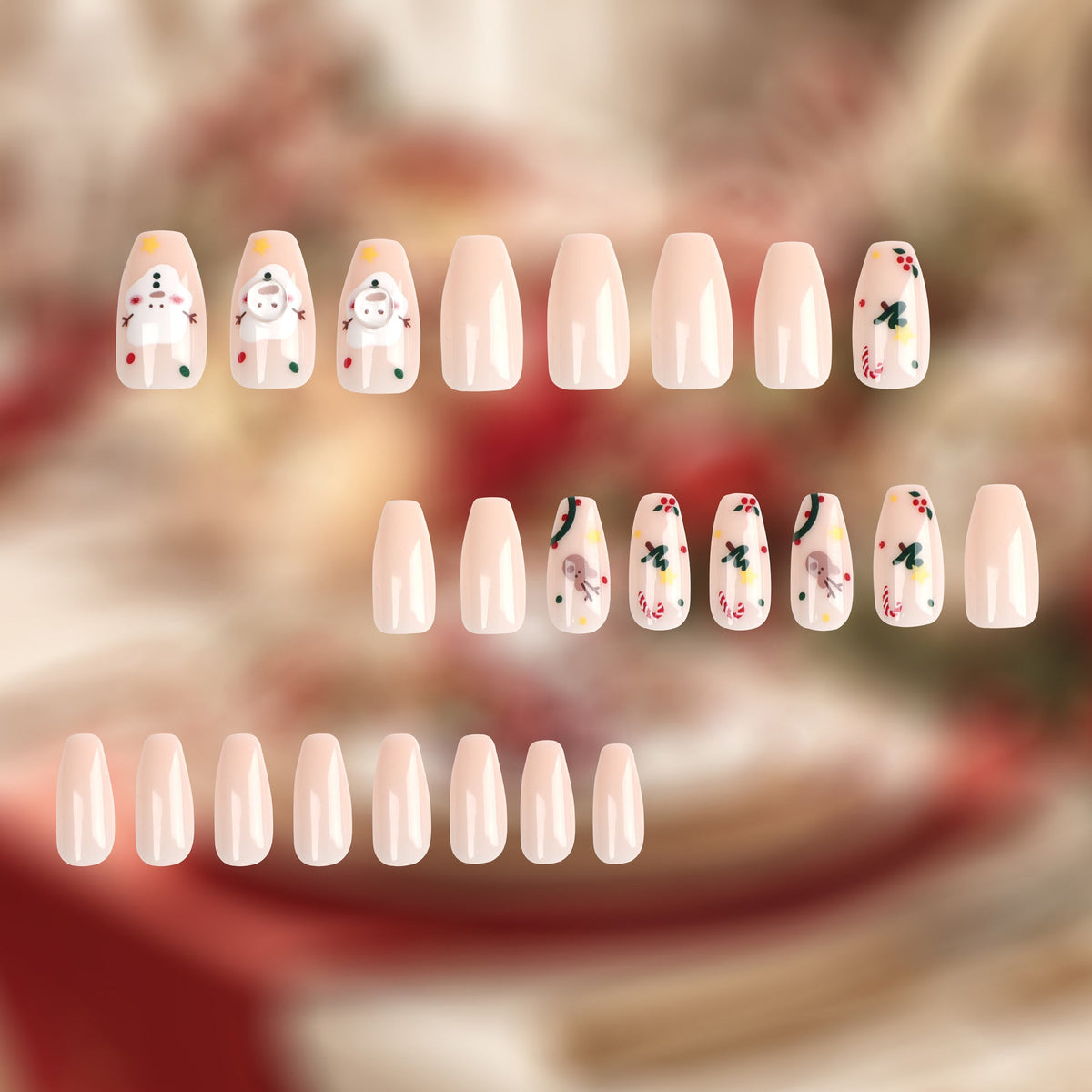 Holiday Ballet short Christmas press-on nails