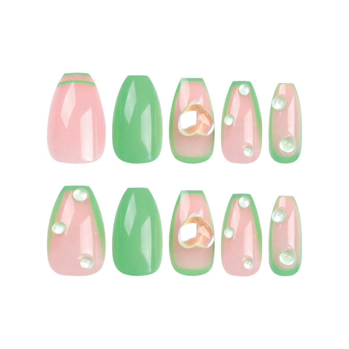 Fresh Green French short ballet press-on nails