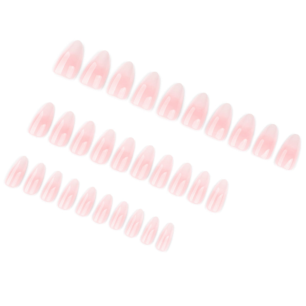 Blush Fade French pink and white almond 30-piece press-on nail set