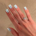 Soft Sky Blue glossy short square press-on nails