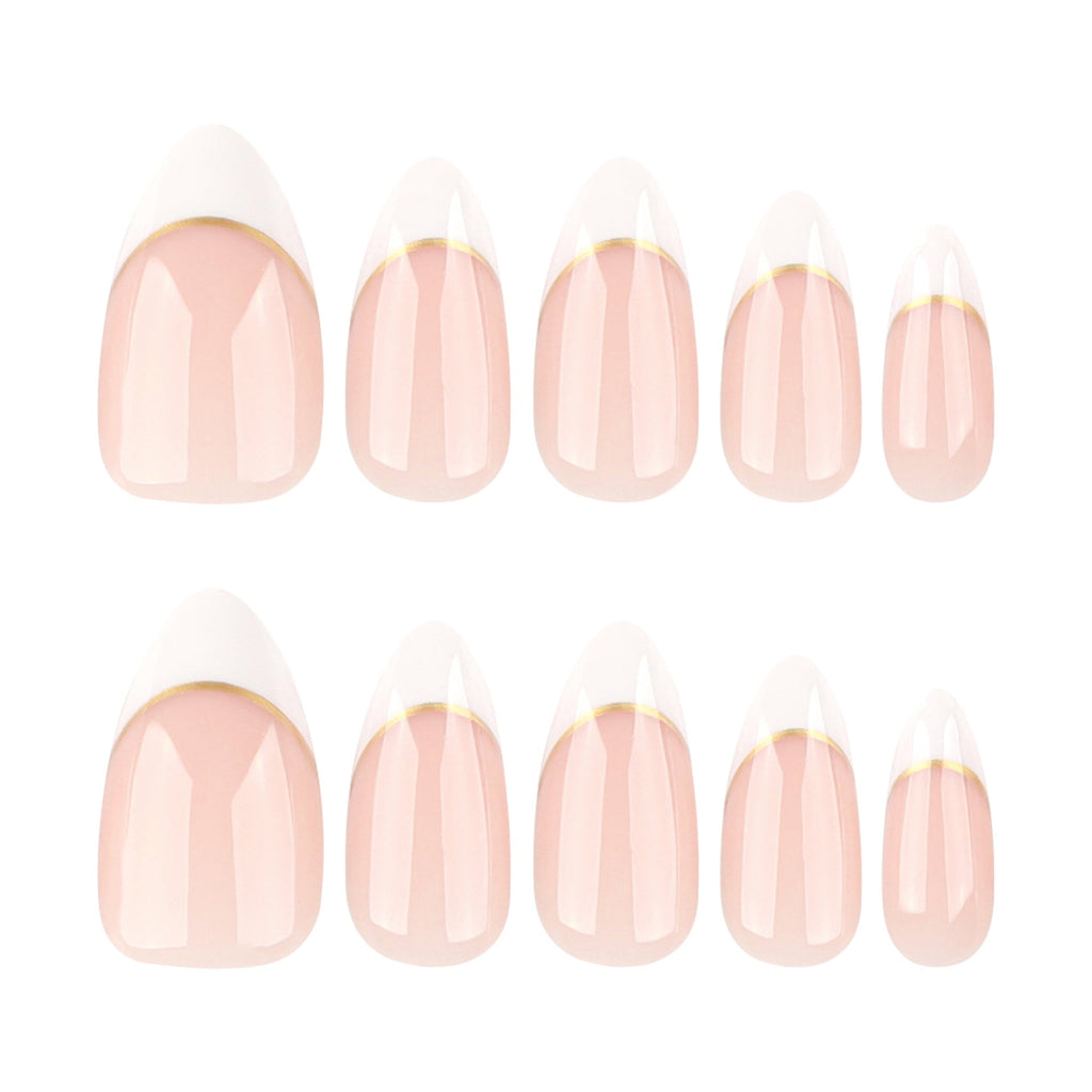 Gilded Curve French short almond press-on nails