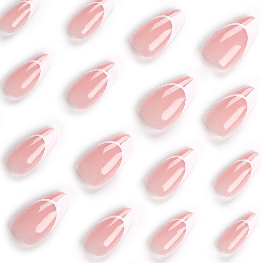 Nude Splice French almond press-on nails
