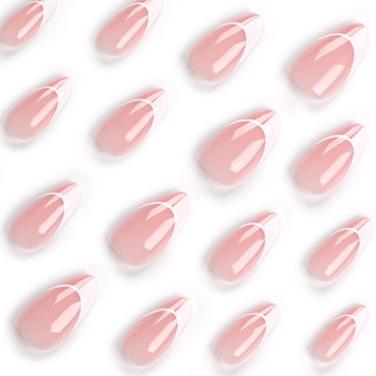 Nude Splice French almond press-on nails
