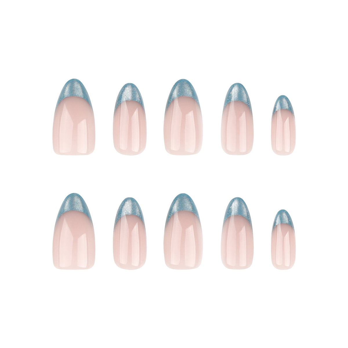 Emerald Cat Eye French almond press-on nails