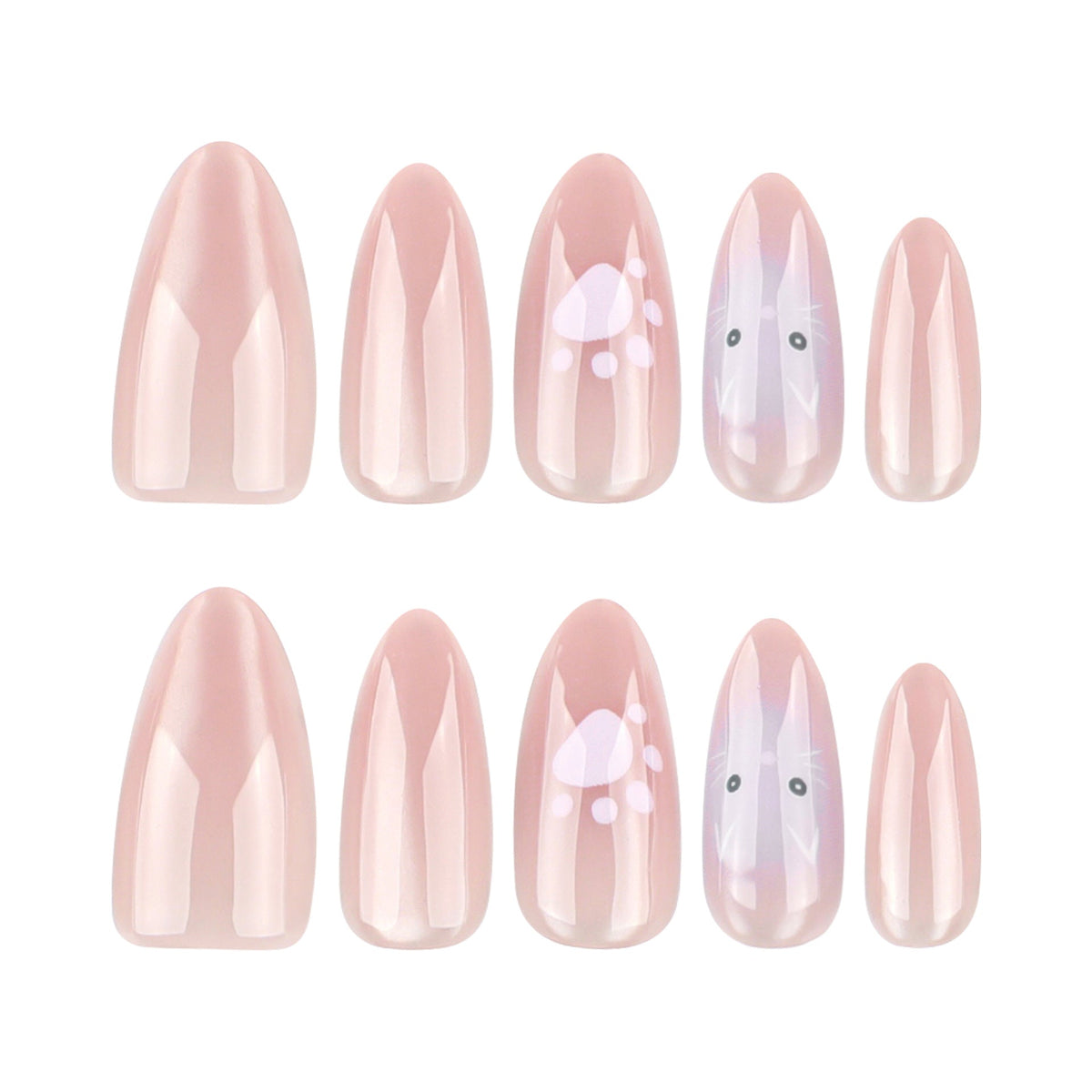 Pink Paw Cat Eye press-on nails