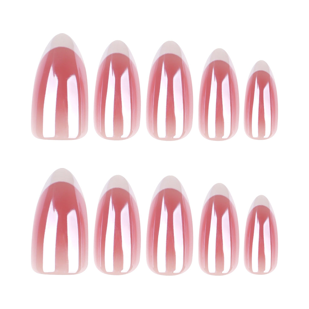 Blush French Almond red and white press-on nails