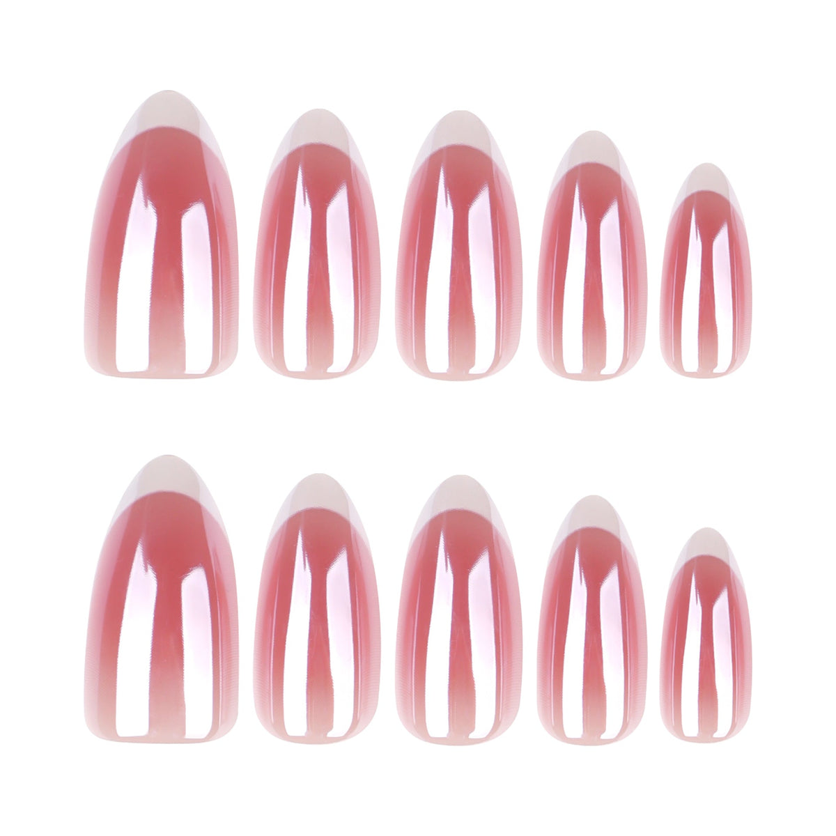Blush French Almond red and white press-on nails